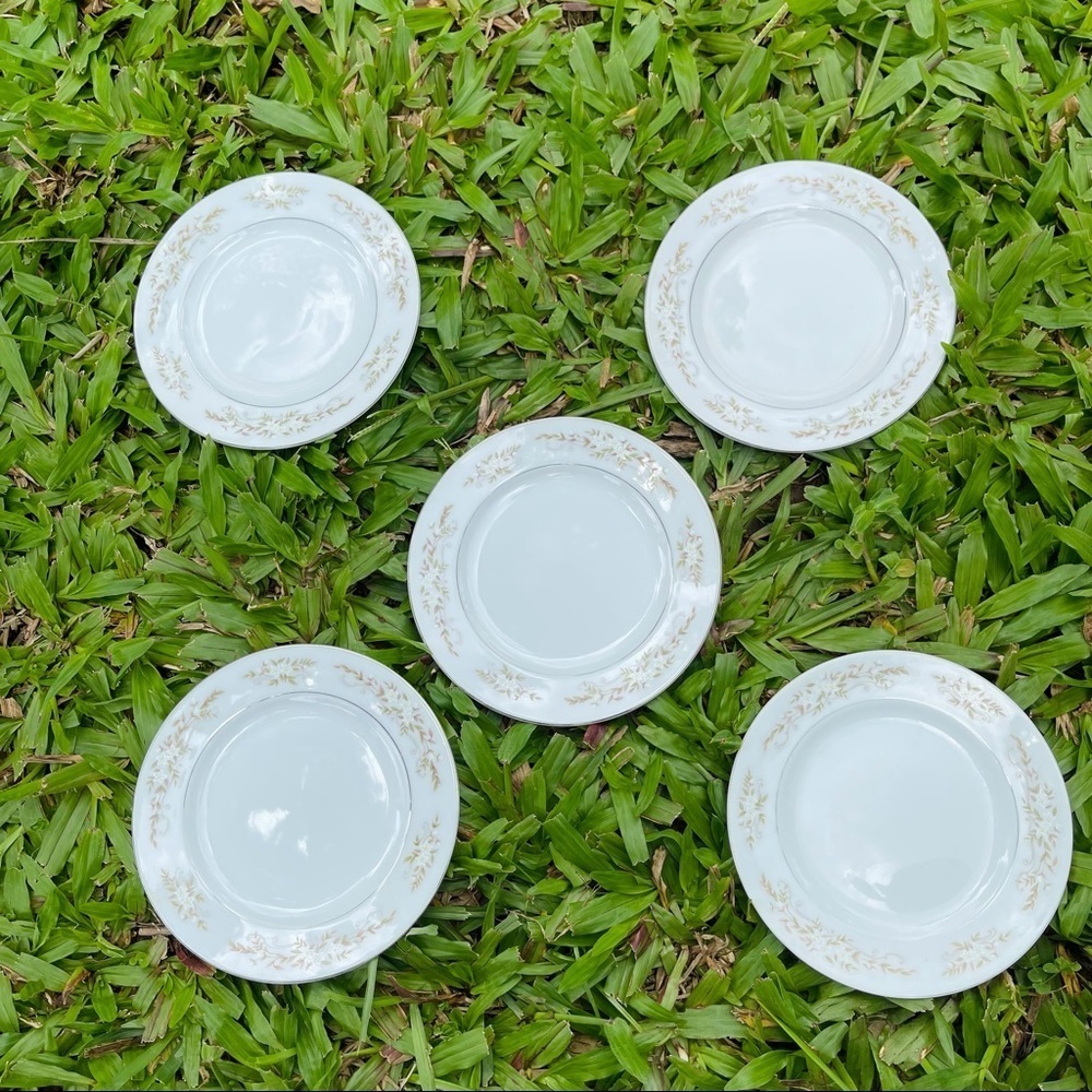 Vintage 326 Springtime Fine China Set Of 5 Bread And Butter Plates Japan